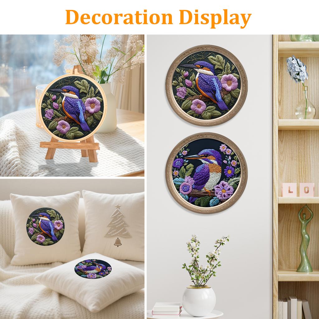 DIY Embroidery Beginner Kit Adult Embroidery Starter Kit with Pre Stamped Floral Bird Pattern for Craft Lover Beginner