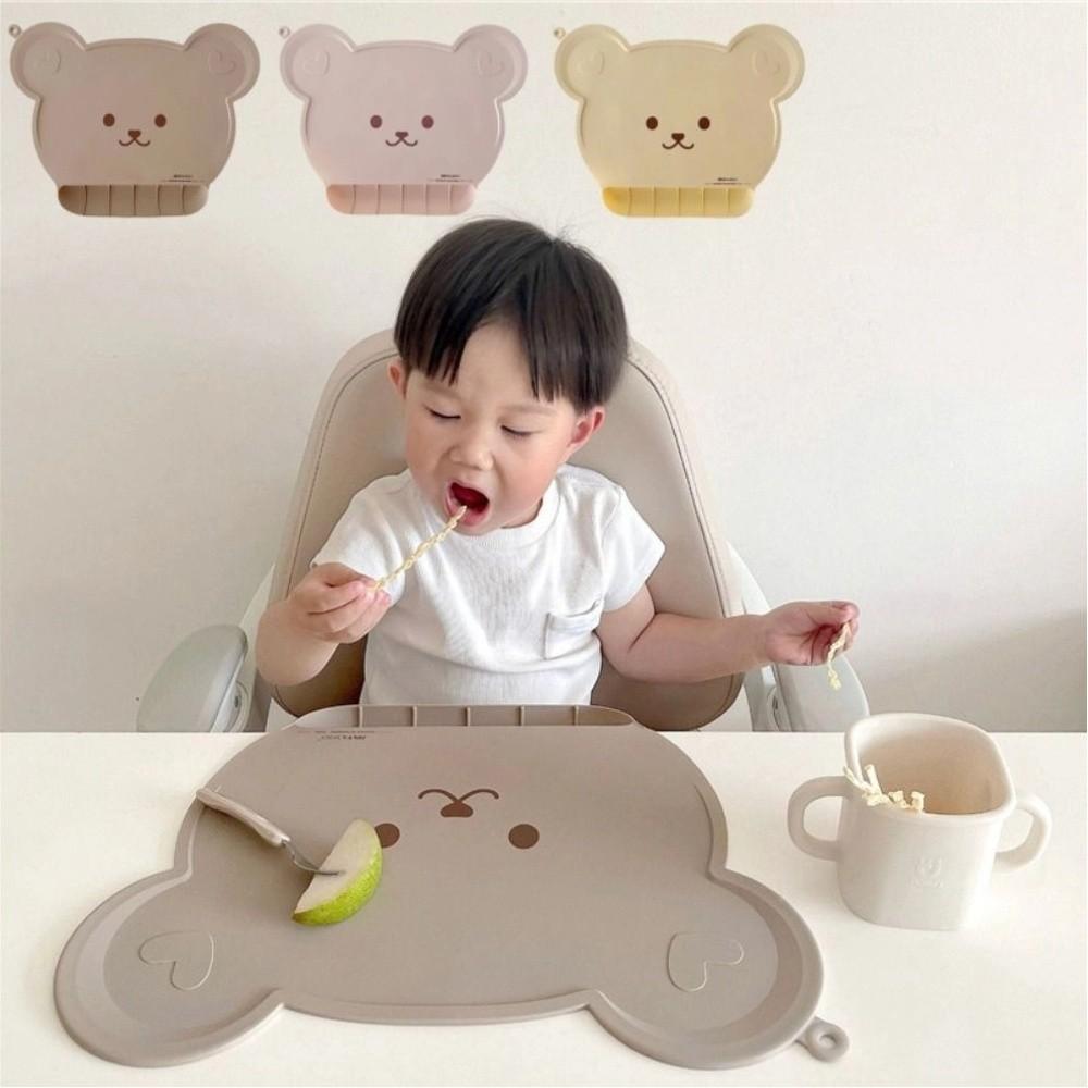 Bear Shape Kids Table Mat Waterproof Baby Placemat Cute Baby Silicone Placemat Baby