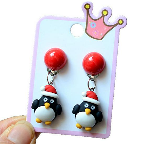 Colorful Acrylic Santa Claus Cartoon Earrings – Parent-Child Style Clips