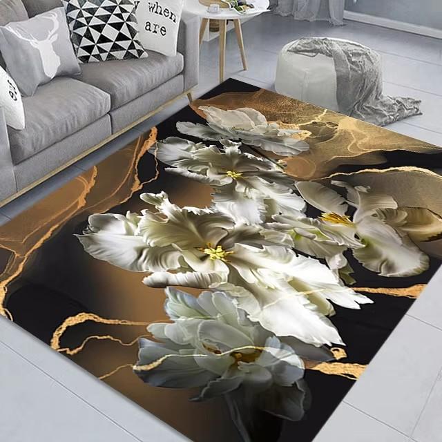New Vintage Flower Pattern Carpet Home Decor Living Room Carpet Sofa Coffee Mat Washable Non-slip Bath Kitchen Bedroom Floor Mat