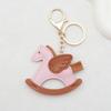 Women Leather Charms Bag Pendant KeyChain Cartoon Pony Rocking Horses Keyring Cute Animal Ornament Accessories