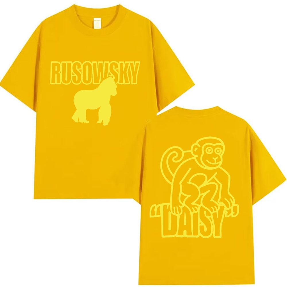 Rapper Rusowsky Daisy Tour 2025 Print T Shirt Mens High Quality Vintage Fashion Tshirts Y2k Unisex Harajuku Clothing Tshirt