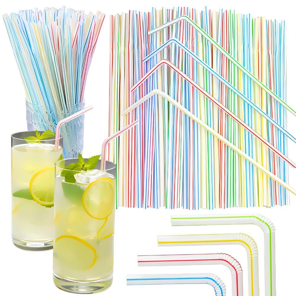 100pcs Colorful Flexible Plastic Straws, Disposable Bendy Drinking Straws for Juice, Party, Birthday, Wedding, Daily Use YMY