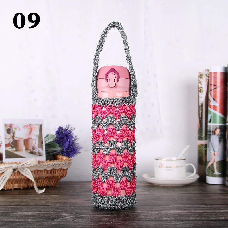 Funda portátil para termo con asa de 400-600 ml, funda para botella de agua de ganchillo, estuche para botellas de agua de punto, bolsa de almacenamiento.