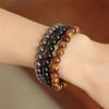 3 Pcs Set Bohemian Gemstone Bracelet Women Men Tiger Eye Black Obsidian Hematite Lucky Wealth Love Gift