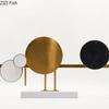 Metal Circular Artwork Marble Base Ornaments Desk Decoration Abstract Crafts Room Aesthetics Decor Creative Marble Sculpture