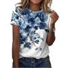 Dámské letní tričko trend květinový potisk retro móda trička s krátkým rukávem ležérní potištěné topy