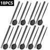 18Pcs Black Dinnerware Set Kitchen Stainless Steel Tableware Sets Dinner Spoons Chopsticks Flatware Western Home Cutlery Set
