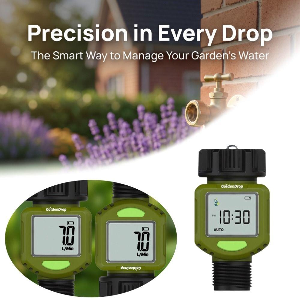 IPX6 Waterproof Digital Water Flow Meter LCD Display Digital Water Meter  Garden Irrigation