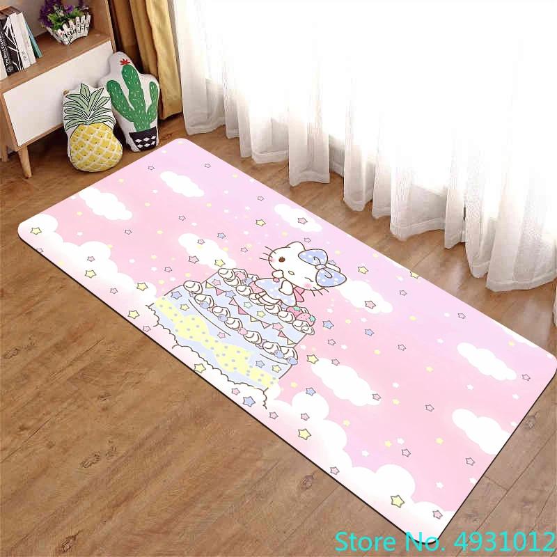 Anime Cartoon Kawaii Hello Kitty Rug Carpet Living Room Bedroom Bedside Decoration Soft Baby Kids Children Anti Slip Floor Mat