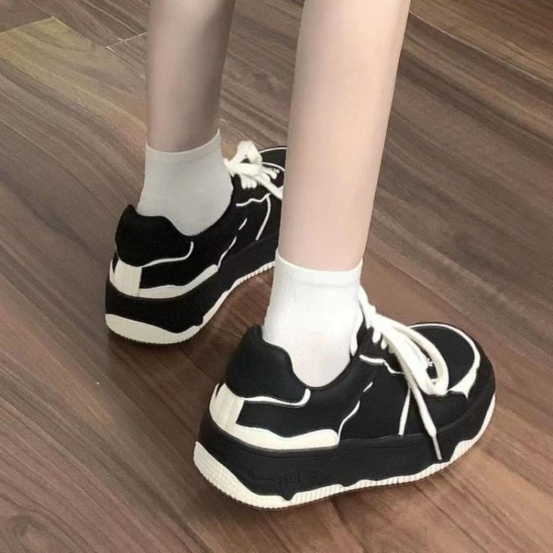 2025 Damen Plateau-Sneaker Sommer Neu Allround Skateboard-Schuhe Mode Schwarz Atmungsaktive Freizeitschuhe Zapatillas De Mujer