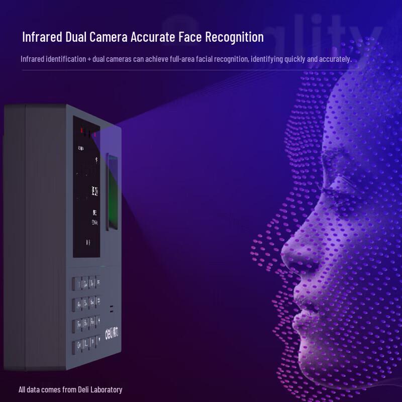 Deli AH101 Facial Recognition & Fingerprint Time Attendance System CN plug (adapter included)