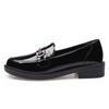 Genuine Leather SpringSeason and FallSeason Four Seasons Silent Work Gold Buckle Paint Glossy Round Head British Small Leather FootPairs Lady