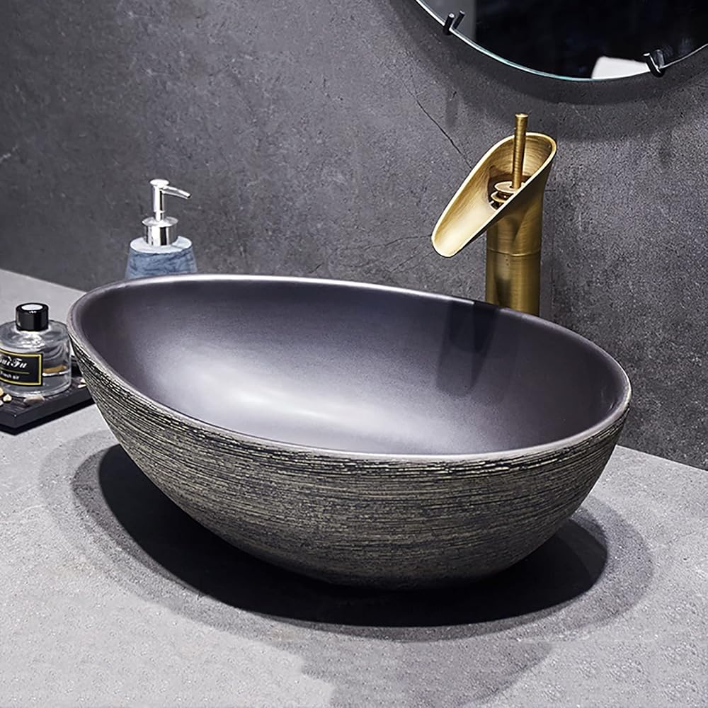 Stylish Countertop Sink, Oval-Shaped, for Bathroom Vanity, Handwashing Basin, Handwashing Sink, S...