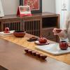Edenus Chinese Lacquer Red Ceramic Tea Set with 6 Cups