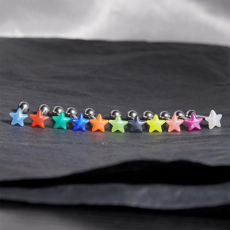 Bunte Sternförmige Ringförmige Ohrknochennägel Edelstahl Niedlich Liebesherz Kreuz Ohrringe Für Frauen Körperpiercing Zubehör