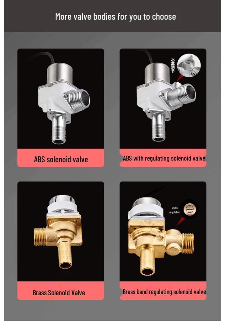 Automatic Copper Urinal Sensor Flush Valve - Water Saving Solenoid Core for Toilets