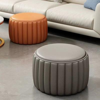 Kleine Hocker, niedrige Hocker für den Haushalt, runde Hocker, Schuhhocker, Bänke, Wohnzimmer, Kaffeetische, Sofas, Massivholz, langlebige Lederhocker