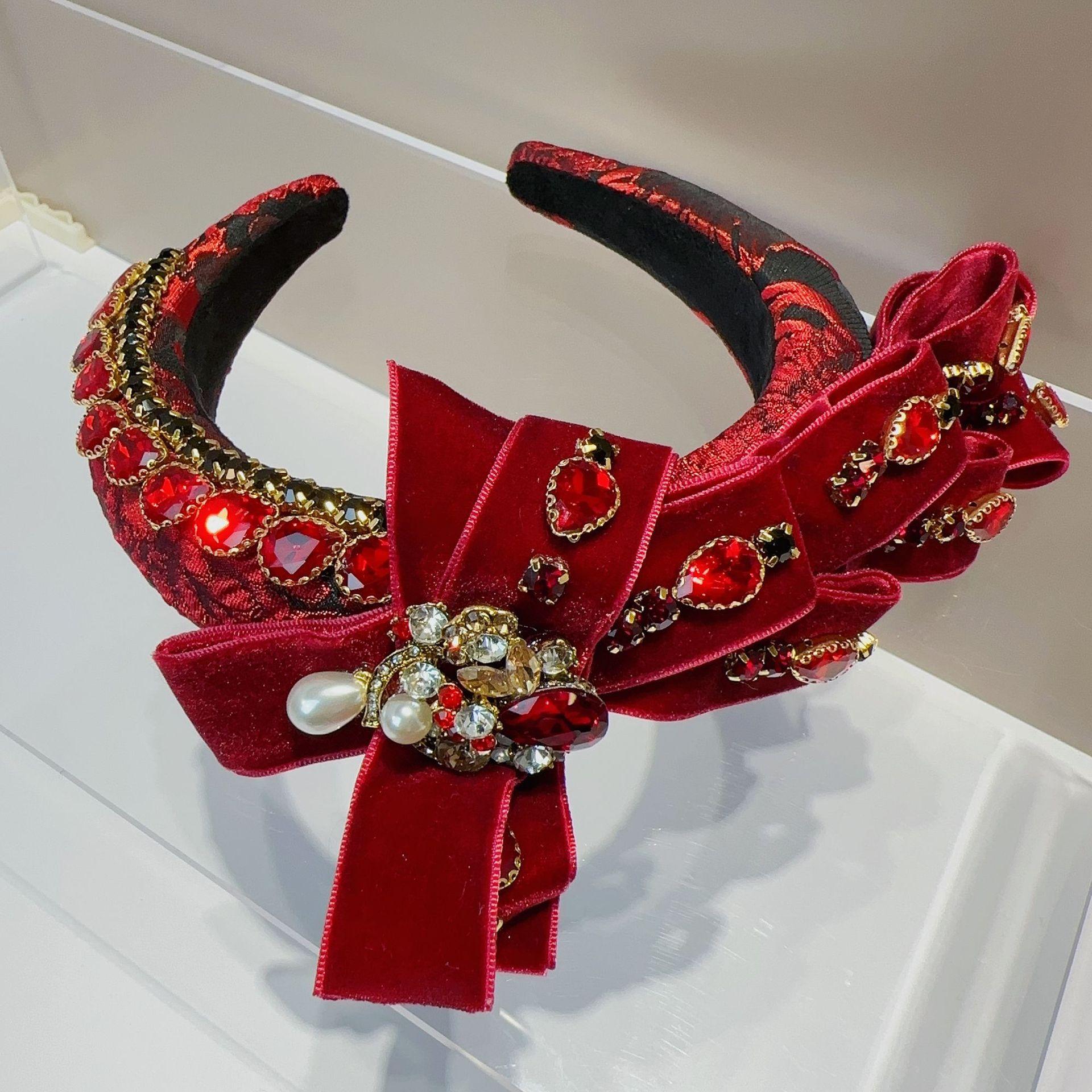 

Роскошные повязки на голову из бархатной ленты с полным бриллиантовым покрытием, модные аксессуары для волос, женская барочная губчатая повязка на голову, обруч для волос, головной убор для женщин