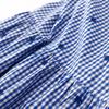 Blue round neck embroidered cotton and linen dress women's 2025 spring and summer new loose casual fine plaid seven-quarter sleeve long dress