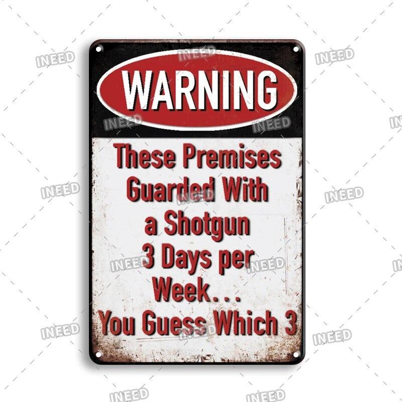 Warning Tin Sign Caution Decoraitve Plaque No Trespassing Retro Metal Vintage Plate Garden Man Cave Club Home Shop Wall Decor
