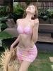 2026 Women's Three-Piece Bikini Swimsuit: Fashionable, Sweet, Sexy Swimwear for Small Chests, Perfect for Vacation and Hot Springs