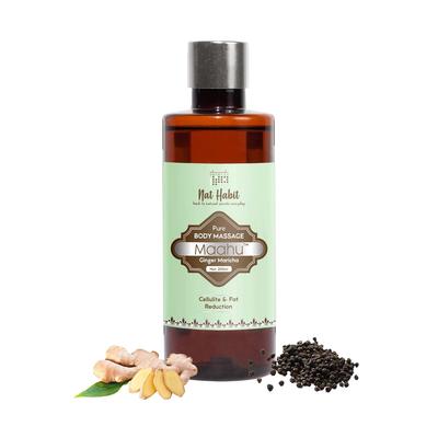 Olio per Massaggio Corporeo Ayurvedico Nat Habit Zenzero Puro Maahu per Pelle Tonica e Massaggi Rilassanti su Tutto il Corpo 200ml