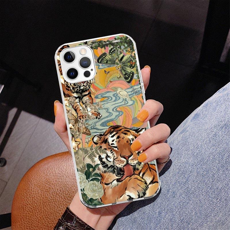 Superior Tiger Pattern Art Phone Case For iPhone 17 Air 16 Pro Max 16E 15 + 14 Plus 11 12 13 Mini 7 8 SE Gift Print Cover Fundas