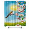 Sunshine and Bird On Cherry Blossom Branch Waterproof Shower Curtain Heat Resistant Machine Washable Non-Transparent 180x180cm