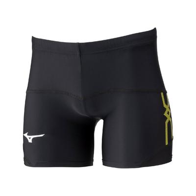 Men's MC Line Tights Shorts, Track & Field Wear, Easy To Move In, Black/Yellow, Size M (U2MBCA11)