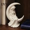 Literary Style Statue Moon Goddess Fairy Figurine, Matte White Sculpture, 3D Printed PLA Bookshelf Ornaments Winged Statue, Mystical Fantasy