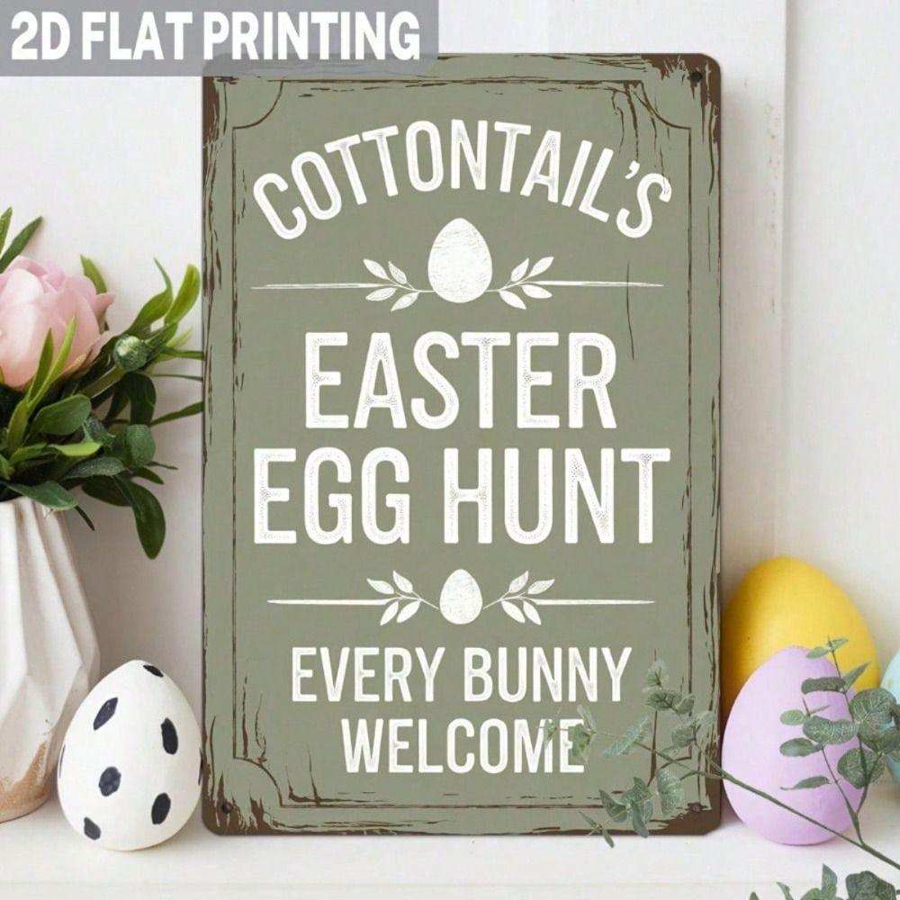 

Vintage Easter Egg Metal Sign, Farmhouse Wall Decor for Garden