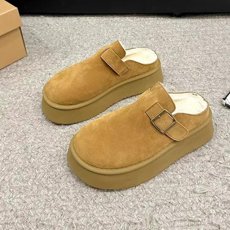 Fashion Thick-bottomed Lazy Bag Head Slippers Women's Autumn New Retro Thick-bottomed Non-slip Outer Wear Half Slippers