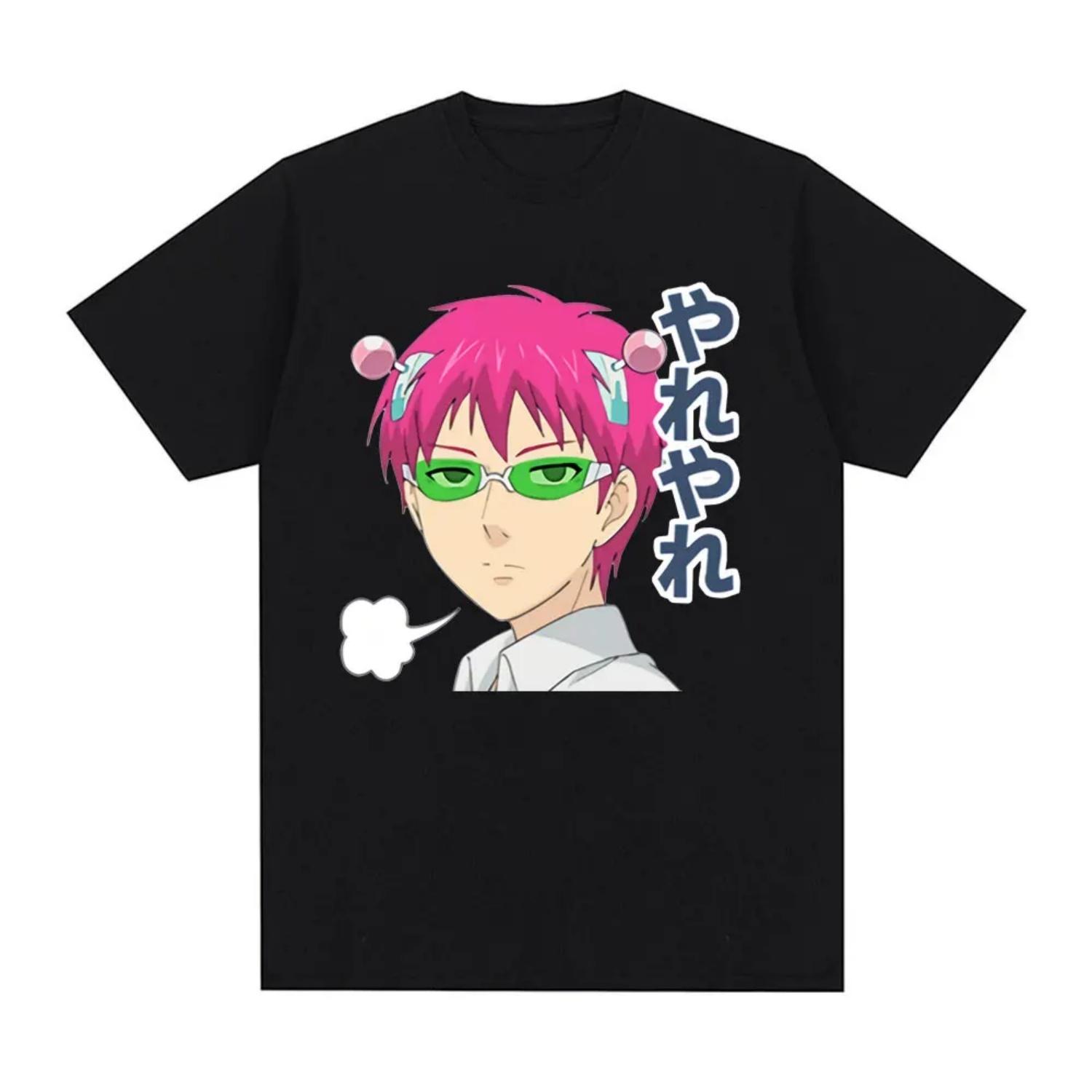 Anime The Disastrous Life of Saiki K Kusuo No Psi Nan T Shirt Harajuku Hip Hop Short Sleeve T-Shirts Men s Cotton Casual T-shirt S чёрный