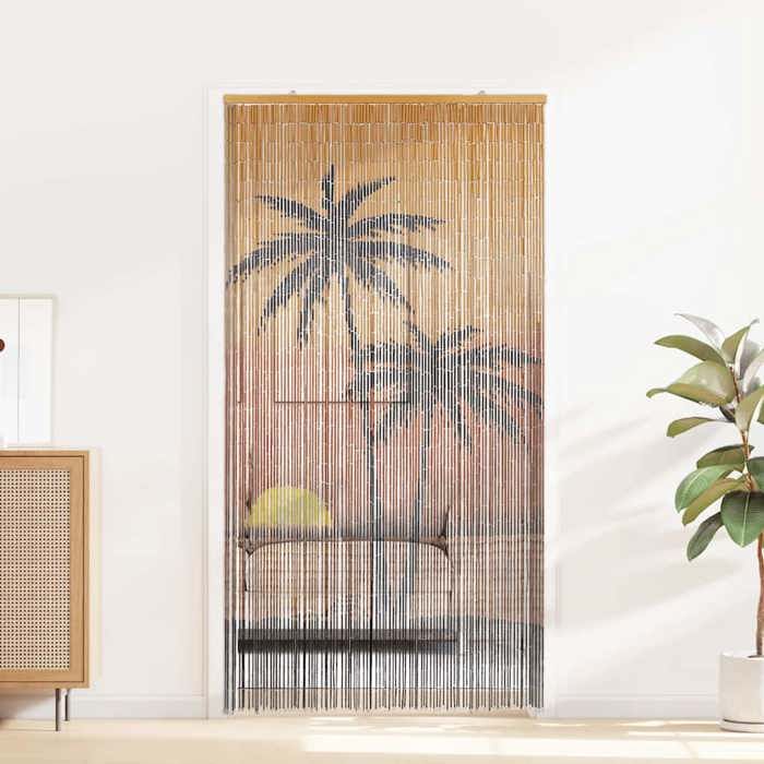 VidaXL Insect Screen Curtain Printed Palm Tree 100x220 Cm Bamboo, Fly Curtain, Door Mosquito Net, Curtain 4017446