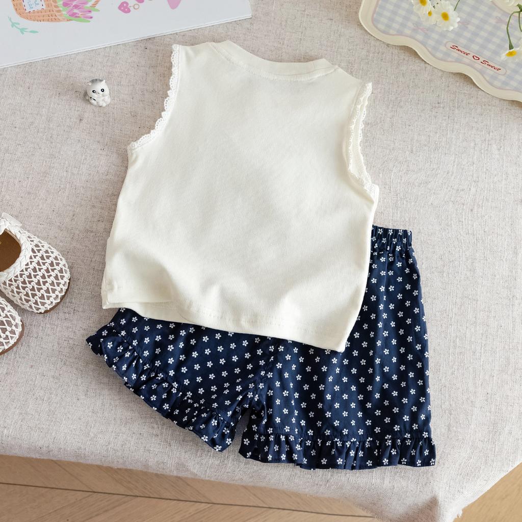 Girls Summer Two Piece Set Flutter Sleeve Top And Shorts Baby Girl Breathable Cute Outfit For Toddler Kids Clothing