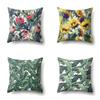 Polyester Pillowcase Nordic Ins Style Plant Flower Print Peach Leather Velvet Pillowcase Car Waist Cushion Cover