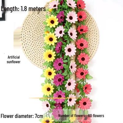 Sunflower Vine Faux Floral Decor for AC Pipe & Wall Hanging