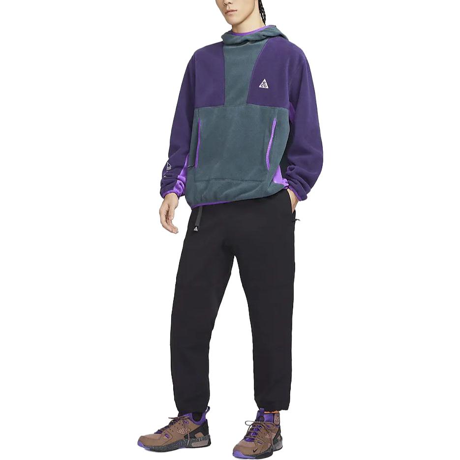 Nike Casual Pattern Embroidered Hoodie With Loose Long Sleeves Men Tops Purple FN0371-328