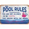 Swimming Pool Rules Metal Wall Sign, Retro Bar Decoration Poster