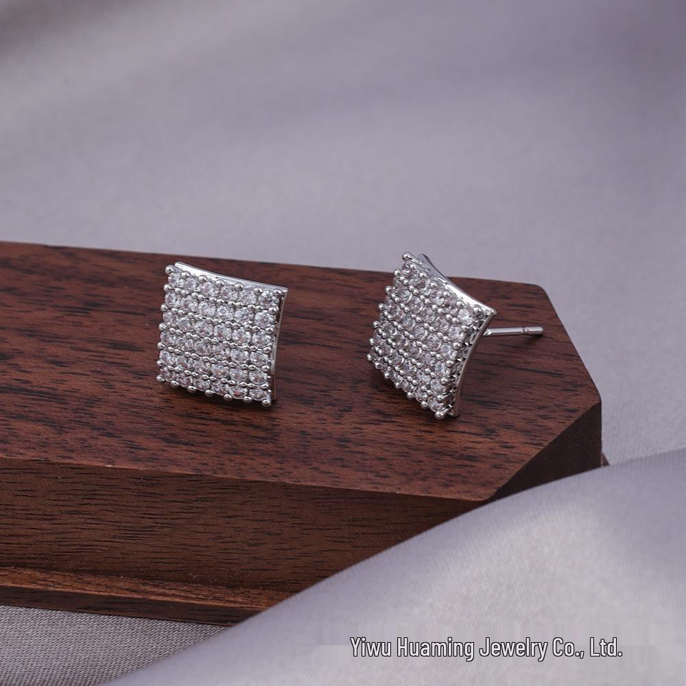 French Light Luxury Zircon Diamond Stud Earrings - Versatile & Trendy Styles