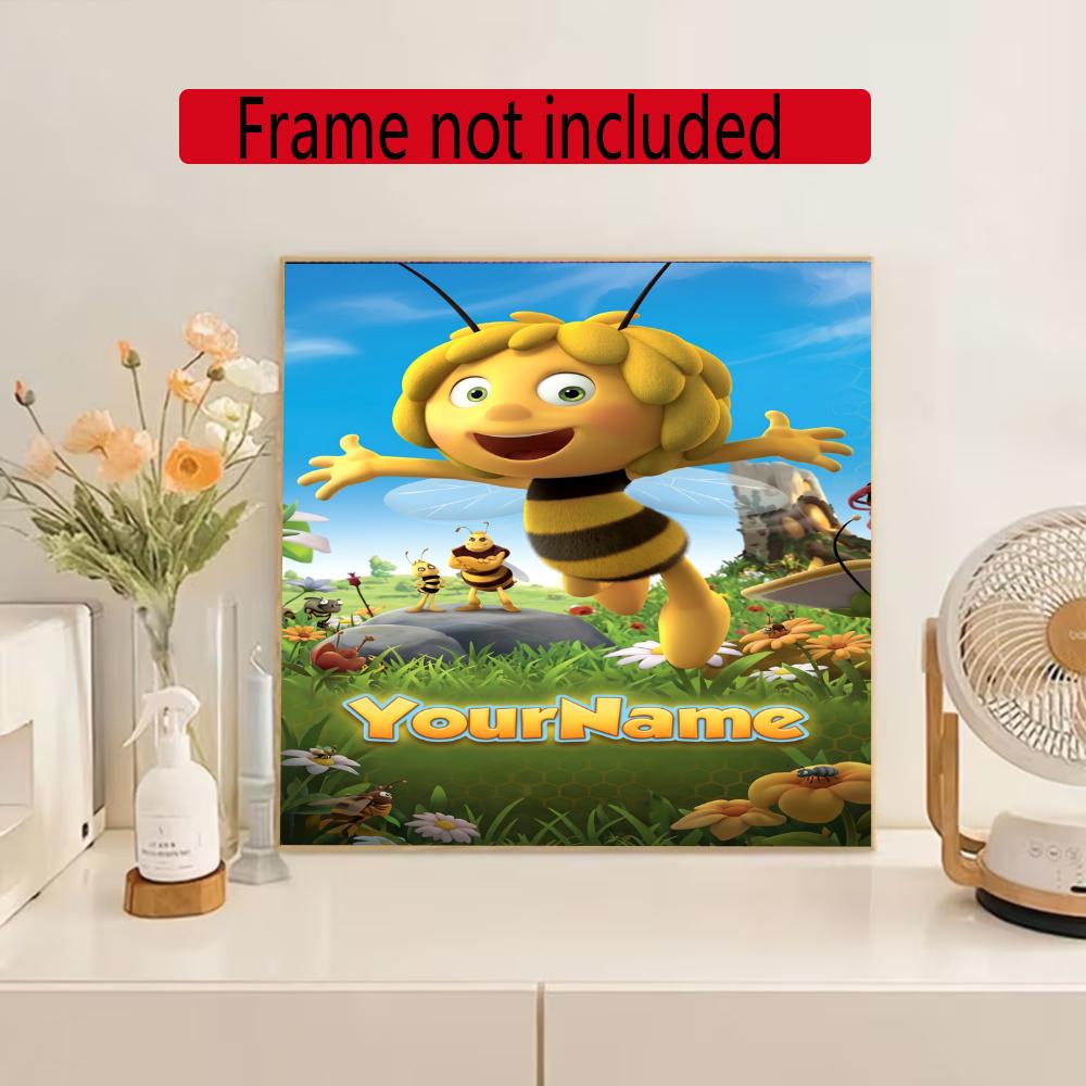 Biene Maja Customize Your Name Diamond Painting Round Diamond Diy Frameless Holiday Artwork Suitable For Home Office Wall Decoration