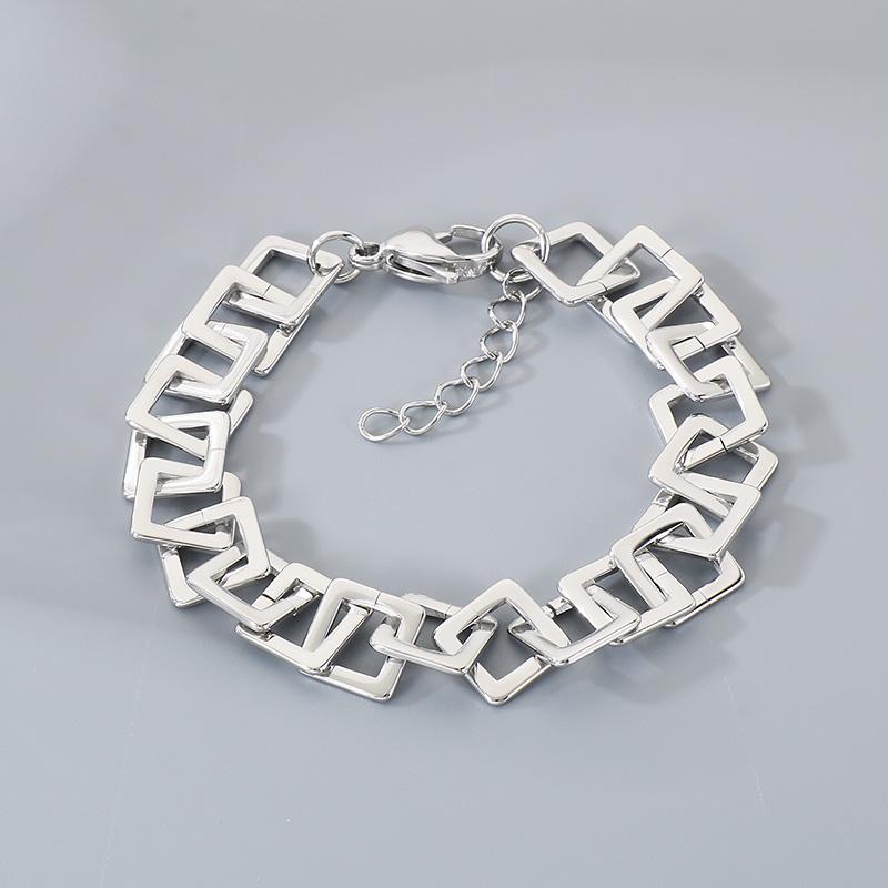 

Kalen Stainless Steel Geometric Square Link Bracelet for Men Women Hip Hop Gold Color Modern Minimalist Trendy Jewelry Gift 19cm