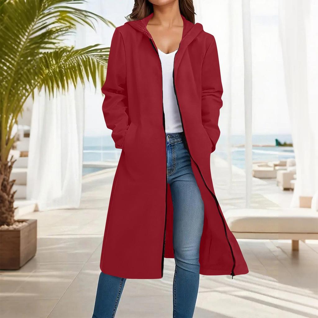Women's Fashion Casual Plus Size Hooded  Long-Sleeve Solid Jacket