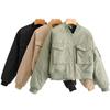 Fashion Style 2024 Fall and Winter New Arrival Women's Pocket Long Sleeves Versatile Style Flight Jacket Cotton-Padded Jacket