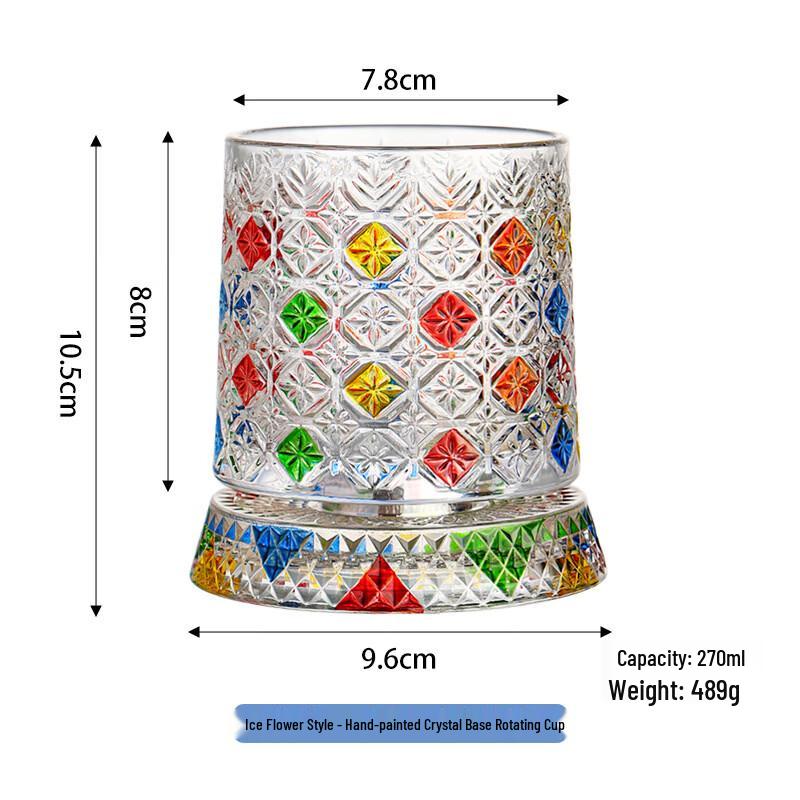Ice Flower Rotating Whiskey Glasses Set of 3