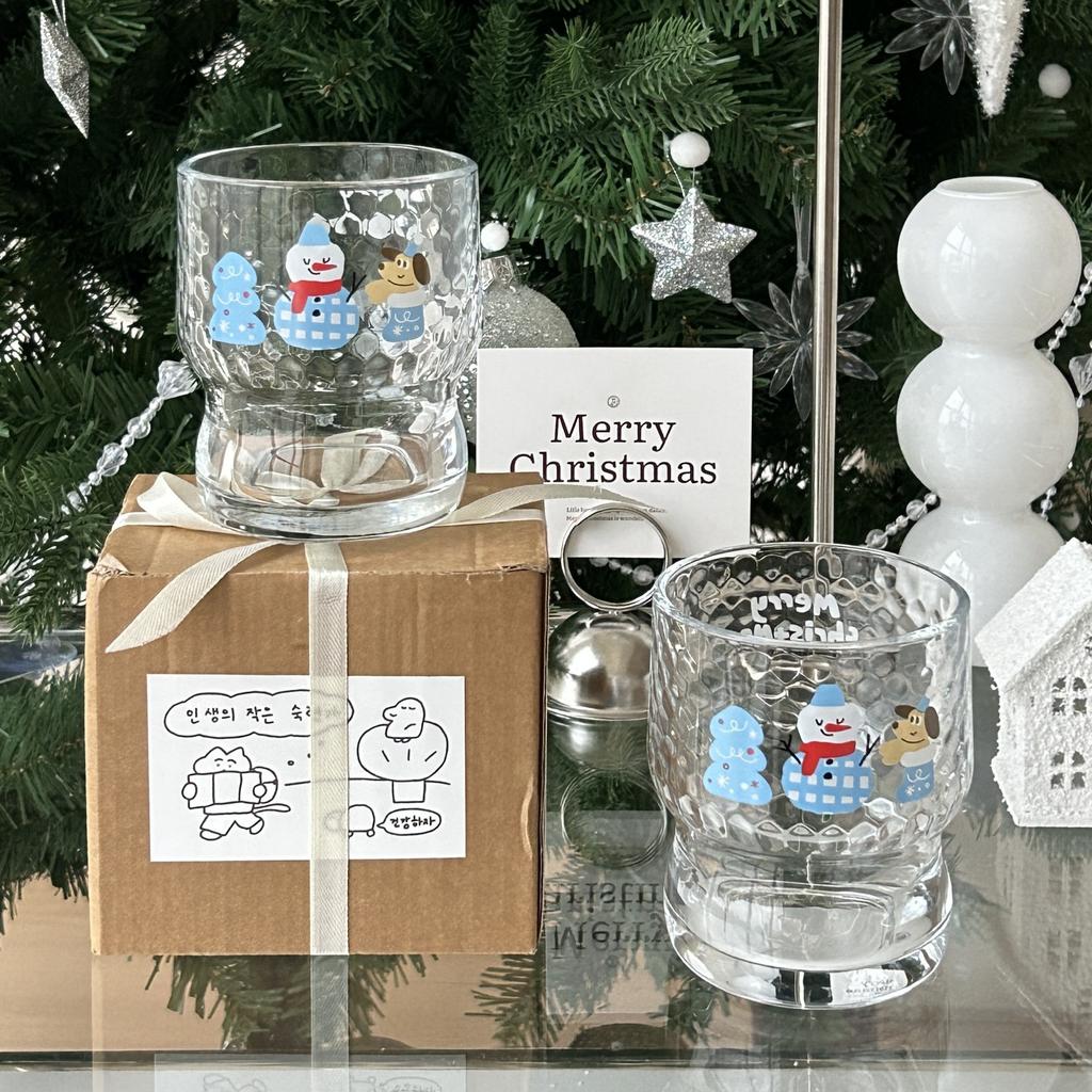 Christmas Vibe Cute Snowman Glass Cartoon Juice Cup Couple Breakfast Milk Cup Office Coffee Cup
