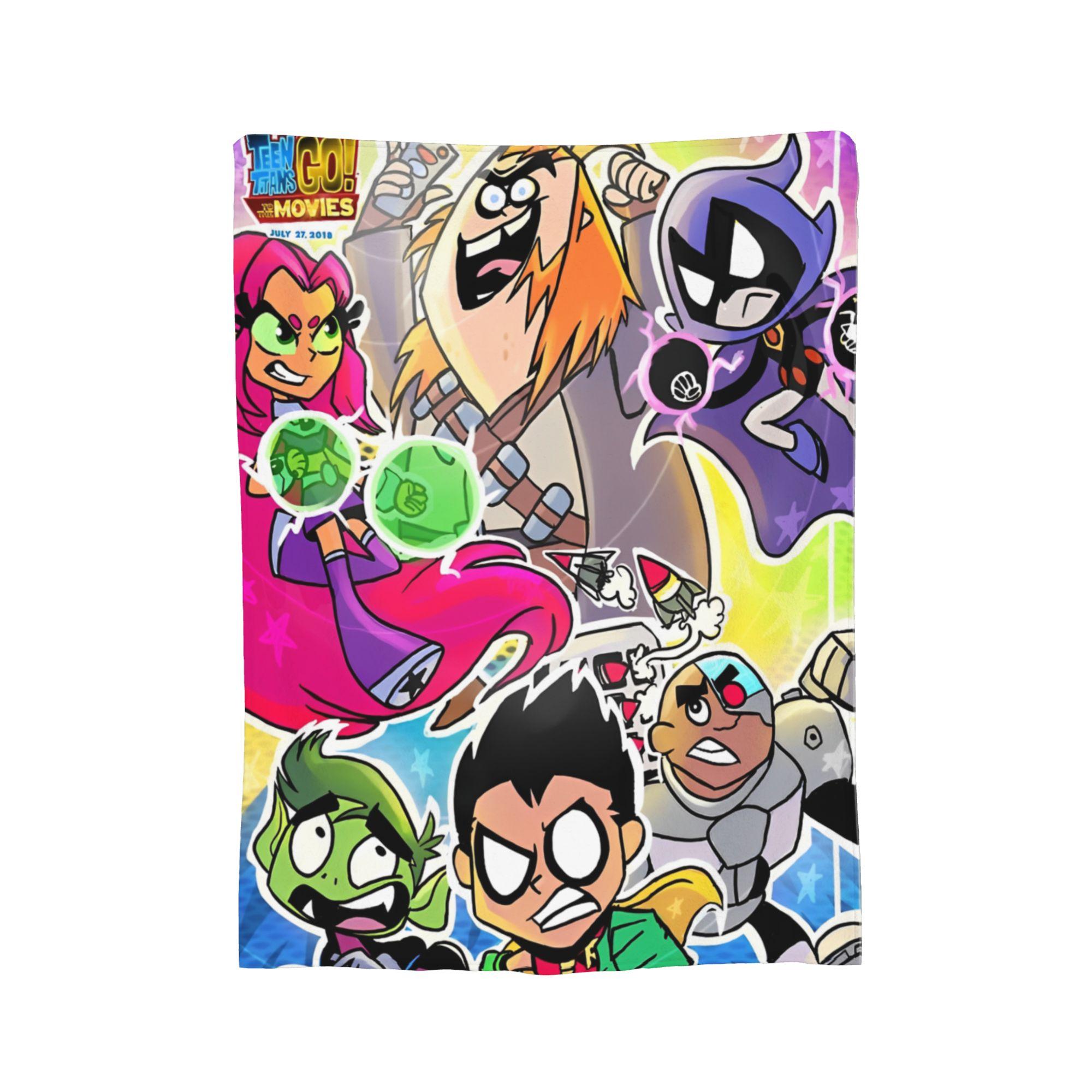 

Teen Titans Go Family Blanket Flannel Vintage Soft Throw Blankets for Chair Covering Sofa Winter, 80x60in