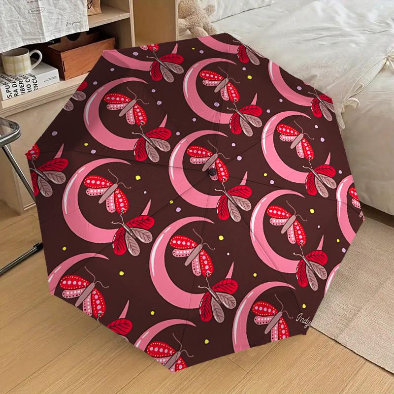 

1pc Butterfly Crescent Moon Pattern Automatic Folding Umbrella, Casual Outdoor Accessory, Birthday Festival Gift yy251126154