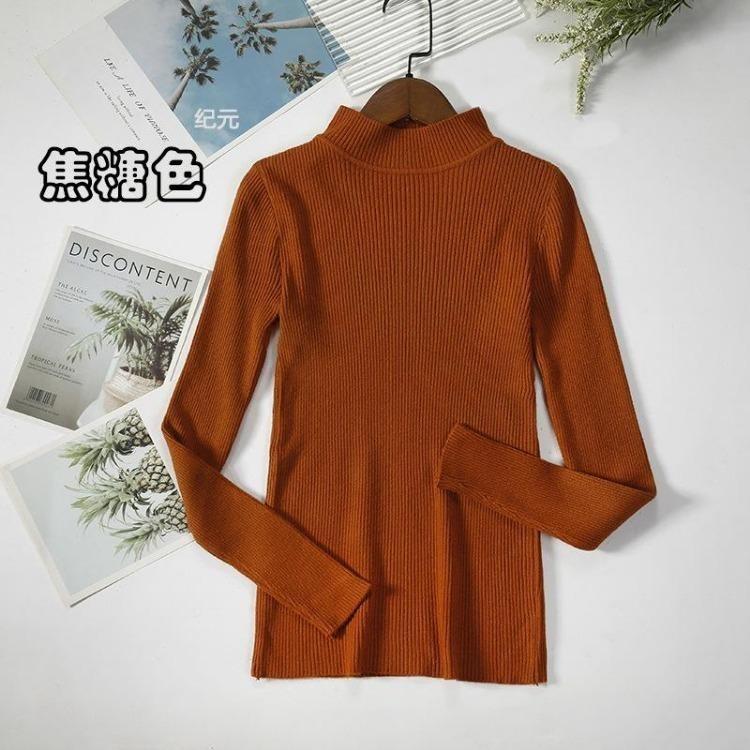 

Autumn Winter Warm Women Turtleneck Sweater Knitted Pullover Minimalist Solid Color Basic Tops коричневый